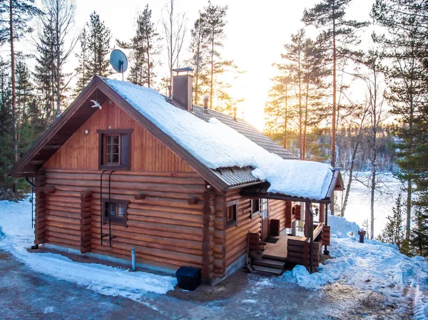 Luftaufnahme Des Seehauses Finalnd Winter — Stockfoto