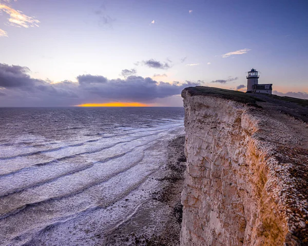Birling Gap Lighthouse Sunset England — Stock Photo, Image