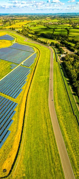 Luftaufnahme Des Solarbatteriefeldes Englischer Landschaft Großbritannien — Stockfoto