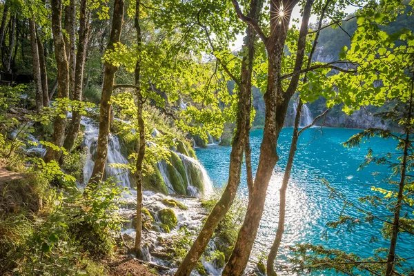 Vista Dos Lagos Plitvice Croácia — Fotografia de Stock