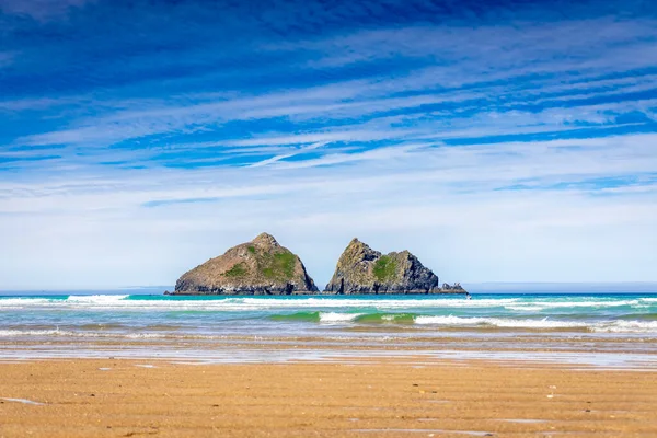 Gull Rocks Nella Giornata Sole Nella Baia Hollywell Cornovaglia Regno — Foto Stock