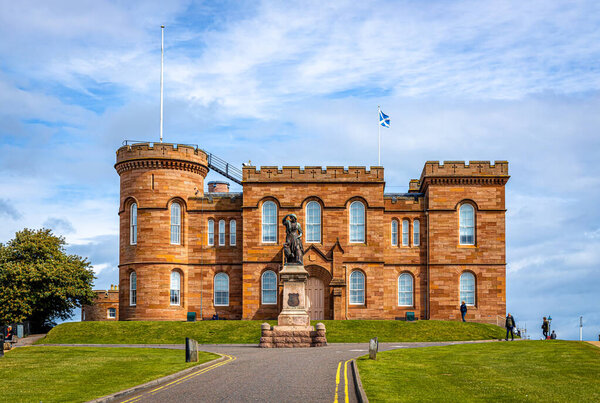 View of Inverness, a city on Scotlands northeast coast, where the River Ness meets the Moray Firth. It's the largest city and the cultural capital of the Scottish Highlands, UK.
