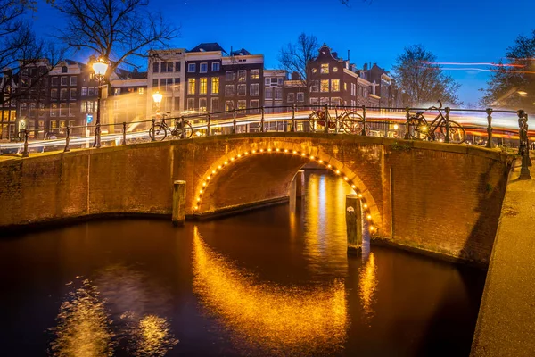 Noční Pohled Amsterdam Nizozemsko — Stock fotografie