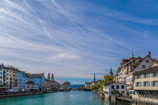 Vista Aérea Zurich Río Limmat Suiza — Foto de Stock