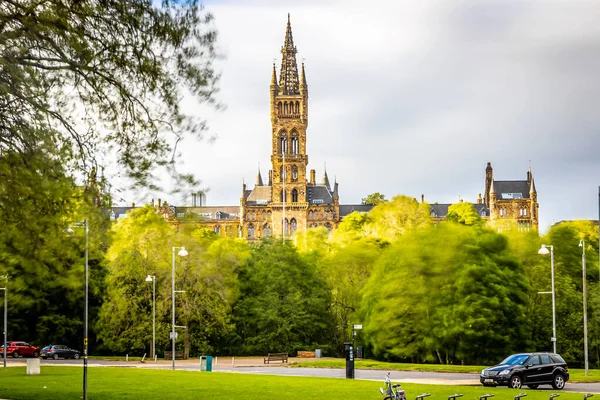 Bulutlu Bir Günde Glasgow Üniversitesi Manzarası Skoçya — Stok fotoğraf