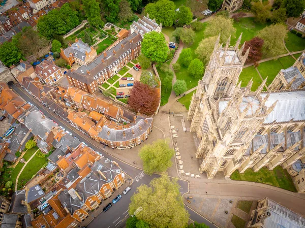 英国约克 明斯特在阴天的空中景观 — 图库照片