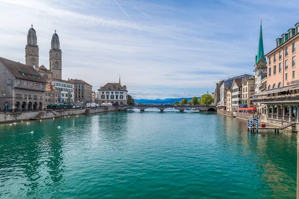 Aerial View Zurich Limmat River Switzerland — Stockfoto