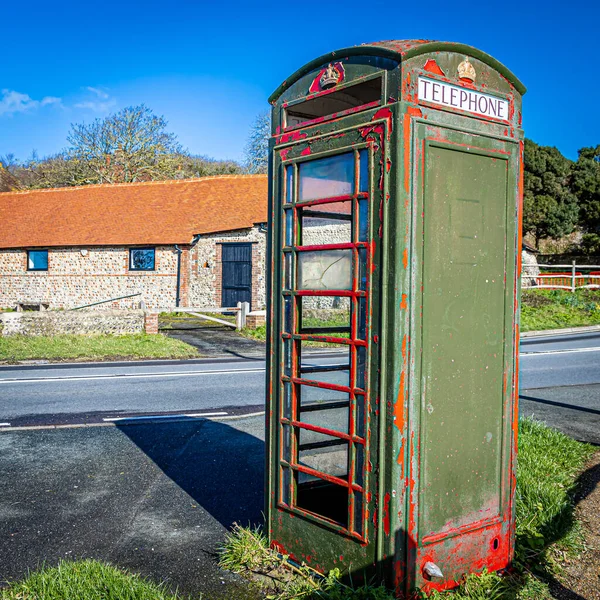 Cabina Telefonica Nella Campagna Del Sussex Inghilterra — Foto Stock