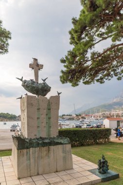 Akşamları Makarska Rivierası manzarası, Hırvatistan
