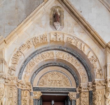 Hırvatistan 'ın Trogir kentindeki Cattedrale di San Lorenzo' nun Ayrıntıları