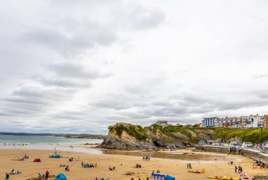 İngiltere, Cornwall 'da Newquay' da deniz manzarası