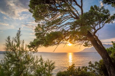 Yazın Adriyatik Denizi 'nde gün batımı