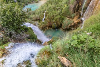 Hırvatistan 'da Plitvice göllerinin manzarası