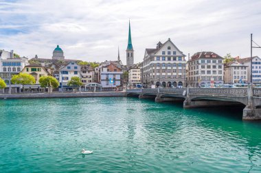 Zürih ve Limmat nehrinin hava manzarası, İsviçre