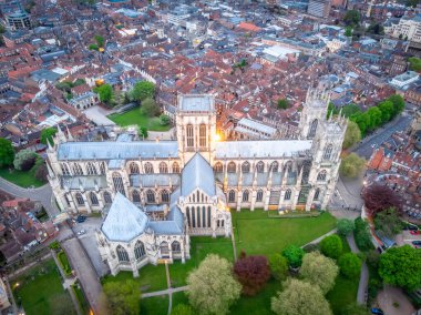 İngiltere, York Minster 'ın alacakaranlık manzarası