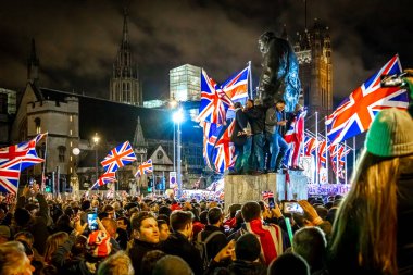 Londra 'daki Meclis Meydanı' nda Brexit kutlaması