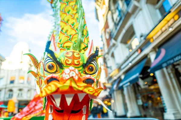 Danza Del Dragón Las Celebraciones Chinas Año Nuevo Londres —  Fotos de Stock
