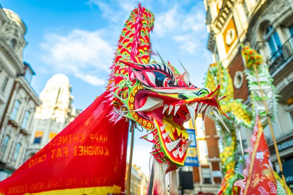 Танец Дракона Праздновании Китайского Нового Года Лондоне — стоковое фото