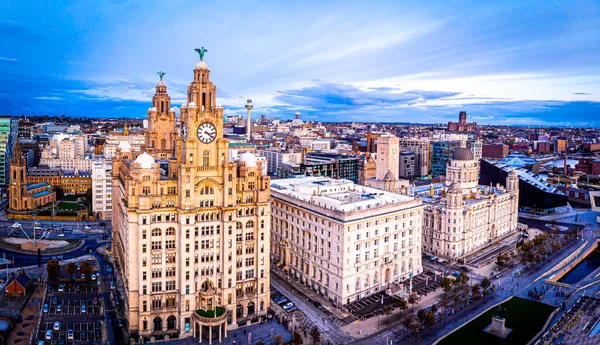 Vista Aérea Royal Liver Building Inglaterra — Fotografia de Stock