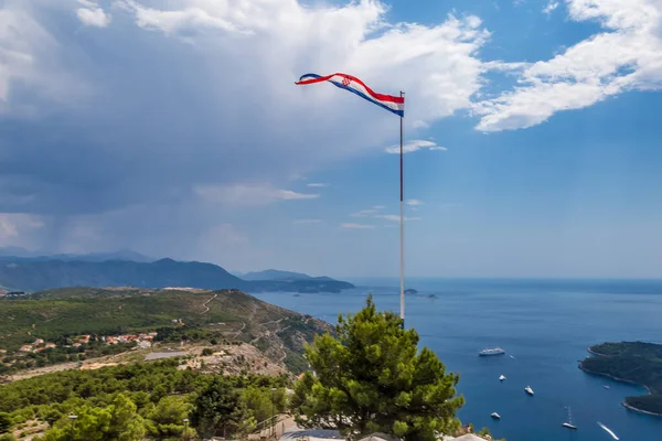 Bandeira Croácia Dubrovnik Cidade Velha Verão Croácia — Fotografia de Stock