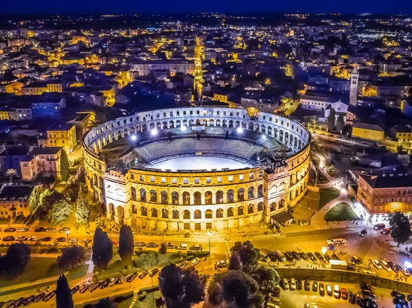 Pula Amfitheater Nacht Kroatië — Stockfoto