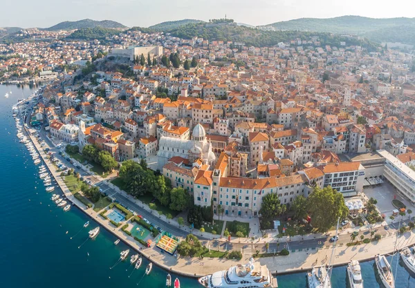 Letecký Pohled Město Šibenik Letním Ránu Croati — Stock fotografie