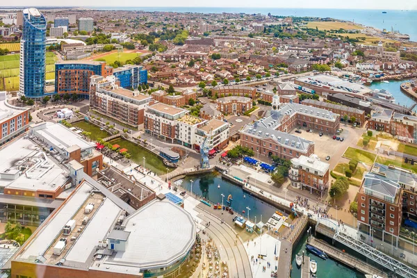 Letecký Pohled Portsmouth Ráno Velká Británie — Stock fotografie