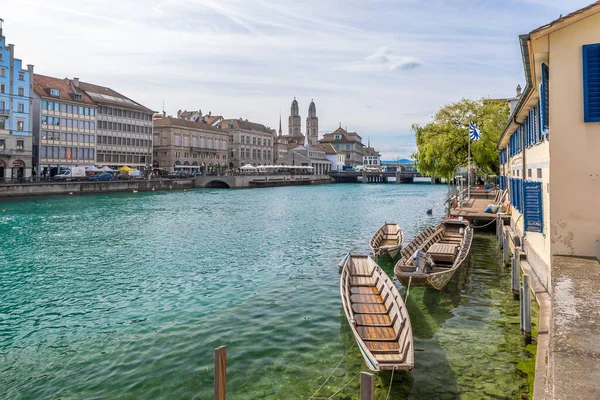 Vista Aérea Zurich Río Limmat Suiza — Foto de Stock