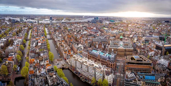 Hollanda Daki Amsterdam Kanallarının Hava Görüntüsü — Stok fotoğraf