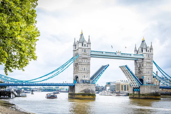 Opened Tower Bridge Cloudy Day London — Stock Photo, Image