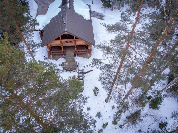 Aerial View Lake House Finalnd Winter — Stock Photo, Image
