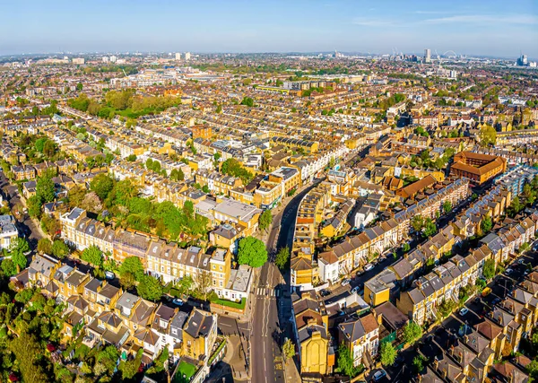 Vista Aérea Del Suburbio Londres Por Mañana Reino Unido —  Fotos de Stock
