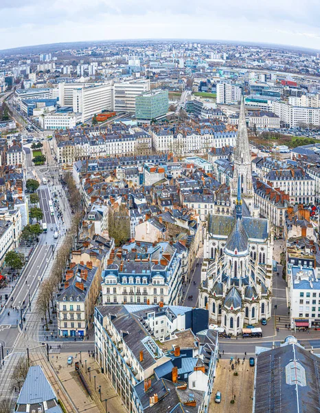 Aerial View City Center Nantes France — Stock Photo, Image