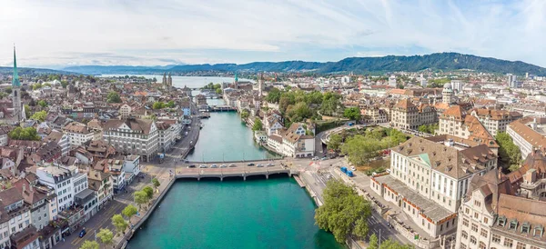 Aerial View Zurich Limmat River Switzerland — Stockfoto