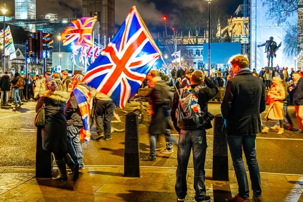 伦敦议会广场的退欧庆祝活动 — 图库照片