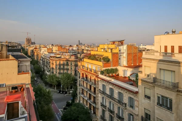 Vista Aérea Barcelona Pôr Sol — Fotografia de Stock