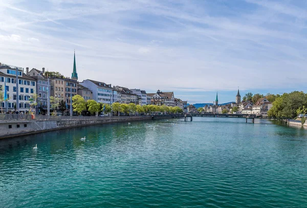 Pemandangan Udara Zurich Dan Sungai Limmat Swiss — Stok Foto