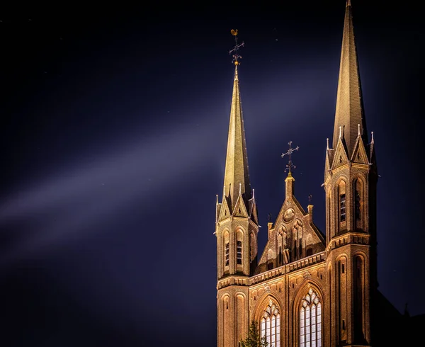 Нічний Вид Церкви Krijtberg Амстердамі Нідерланди — стокове фото