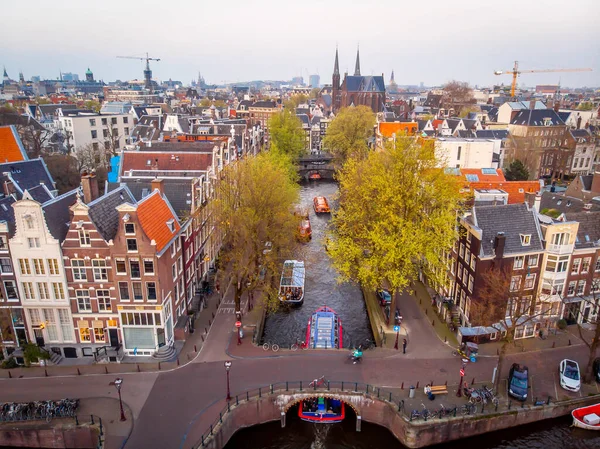 Aerial View Amsterdam Sunset Netherlands — Stock Photo, Image