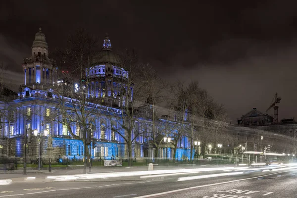 Belfast City Hall Noite Reino Unido — Fotografia de Stock