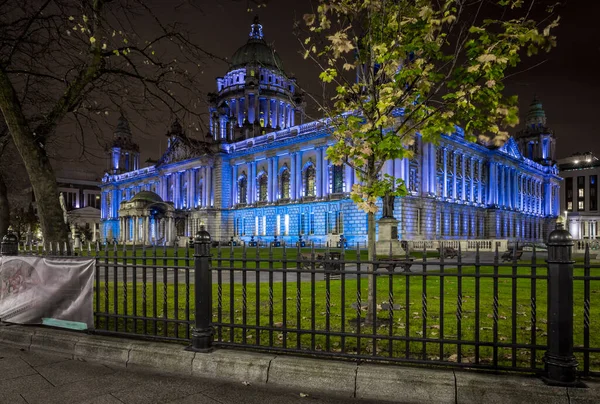 Hôtel Ville Belfast Dans Nuit Royaume Uni — Photo