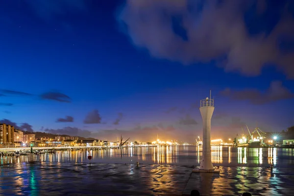 Porto Fluvial Industrial Durante Noite Astúrias Ávila — Fotografia de Stock