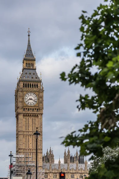 Gran Vista Big Ben Torre Elizabeth Por Noche — Foto de Stock