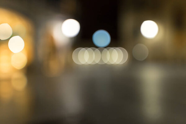 Old city center bokeh out of focus
