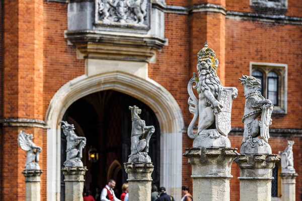 View of decorations of Hampton Court in London, UK