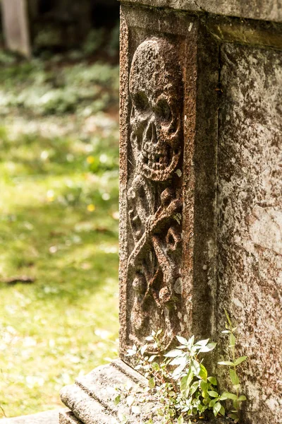 Skull decoration of tomb stone, England