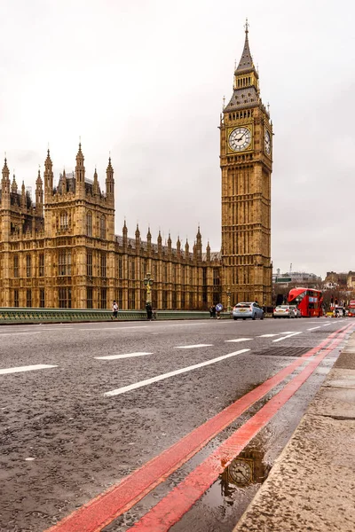 Ponte Westminster Big Ben Inverno Londres — Fotografia de Stock