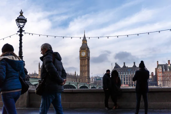 Ponte Westminster Big Ben Inverno Londres — Fotografia de Stock