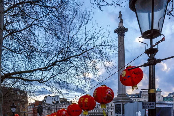 Новогодние Украшения Трафальгарской Площади Лондоне — стоковое фото