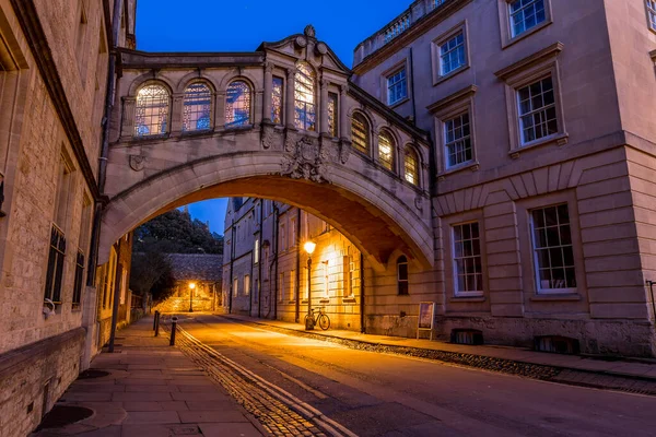 Puente Suspiros Oxford Noche Primavera Reino Unido — Foto de Stock